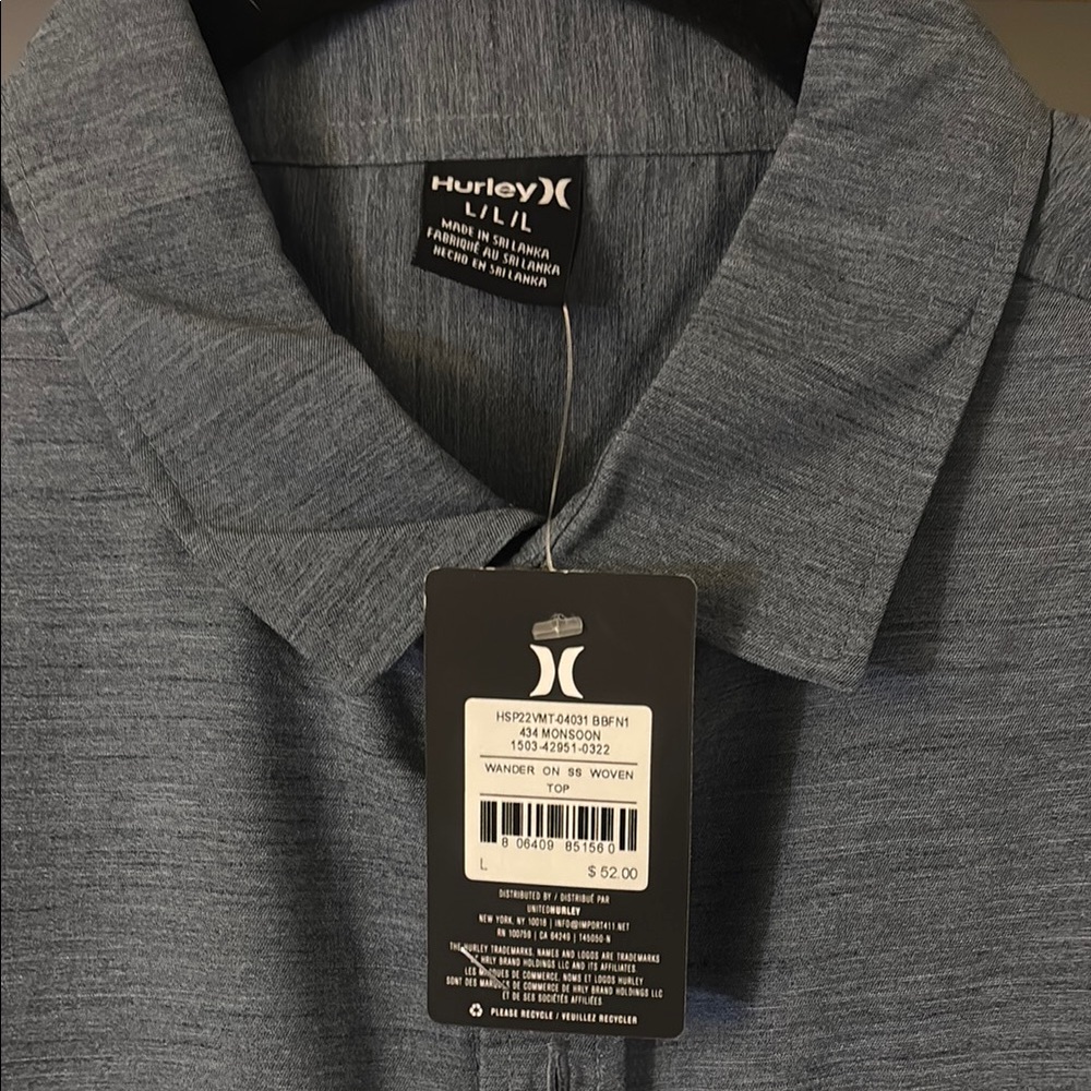 Hurley Blue Casual Button Down Shirt - Picture 2 of 3